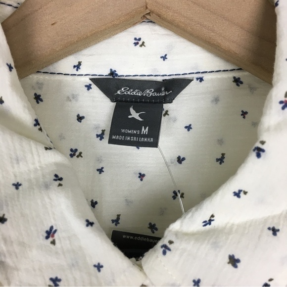 EDDIE BAUER Packable Long Sleeve Button Up Shirt Sheer Floral Size Medium NWT - Picture 7 of 10